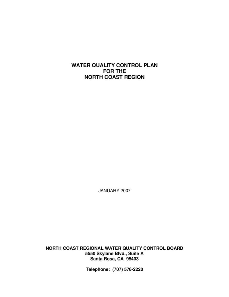 Cover of Water Quality Control Plan for the North Coast Region (Basin Plan). Staff report adopted by the North Coast Regional Water Quality Control Board on June 05, 2007. Santa Rosa, CA. 124 p.